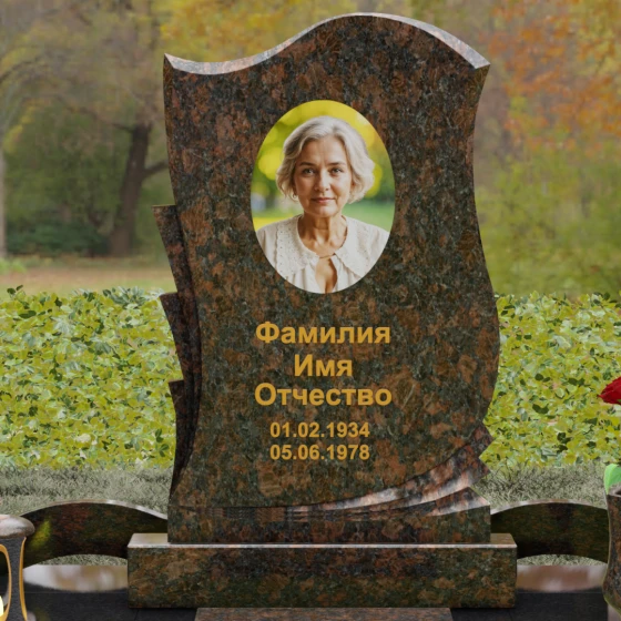 Гранитный вертикальный памятник в Красноярске, гранит Дымовский