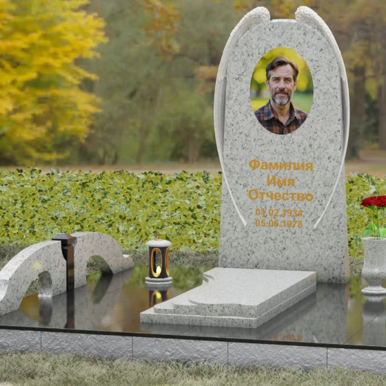 Вертикальный гранитный памятник для одного во Владивостоке, гранит Мансуровский, вид 4
