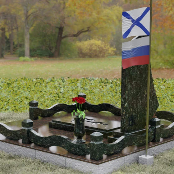 Вертикальный гранитный памятник для одного в Ставрополе, гранит Балтик грин, вид 3