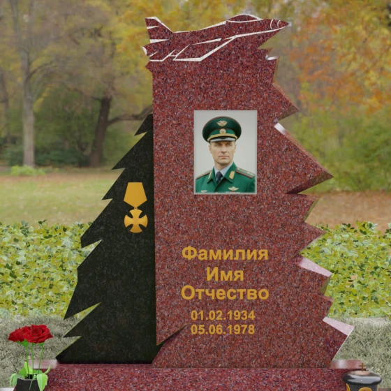 Гранитный вертикальный памятник с комплексом в Ставрополе, гранит Лезниковский
