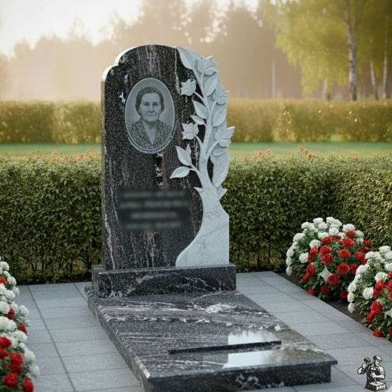 Православный гранитный памятник вертикальный в Волгограде, гранит амфиболит