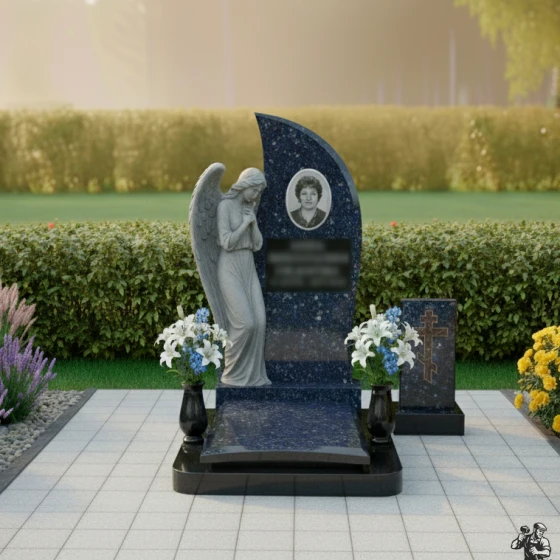 Гранитный вертикальный памятник в Рязани, гранит Блю Перл