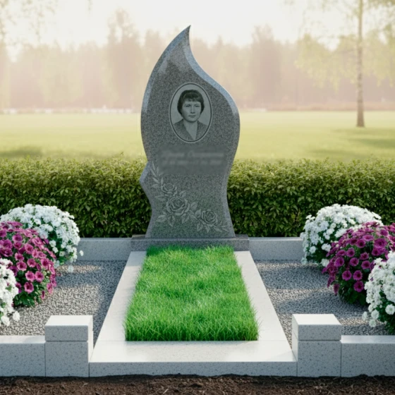 Гранитный памятник вертикальный в Мурманске, гранит Мансуровский