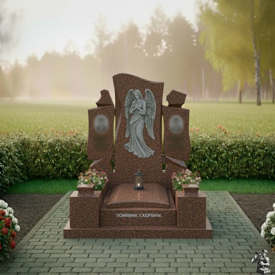 Элитный гранитный памятник для двоих в Мурманске, гранит Лезниковский