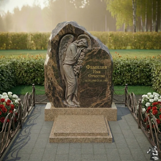 Элитный светский вертикальный памятник в Ижевске, гранит Дымовский