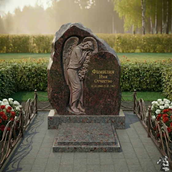 Элитный светский вертикальный памятник в Ижевске, гранит амфиболит
