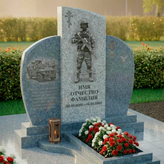 Элитный православный гранитный памятник в Барнауле, гранит Мансуровский