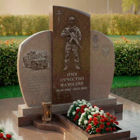 Элитный православный гранитный памятник в Барнауле, гранит Дымовский