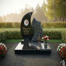 Православный комбинированный памятник с крестом - ПН241