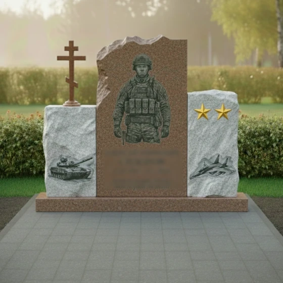 Памятник гранит и металл с крестом в Самаре, гранит Дымовский
