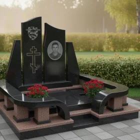 Гранитный памятник с крестом православный - ПН397