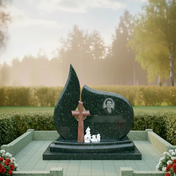 Гранитный православный мемориальный комплекс в Хабаровске, гранит Балтик грин