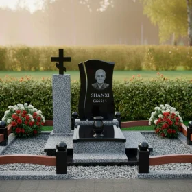 Элитный гранитный памятник со стеклом - ПН428