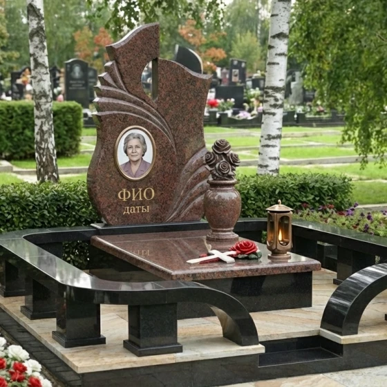 Элитный православный гранитный памятник в Ставрополе, гранит Дымовский