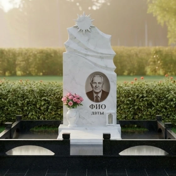 Вертикальный памятник для мемориального комплекса в Ижевске, мрамор Тассос