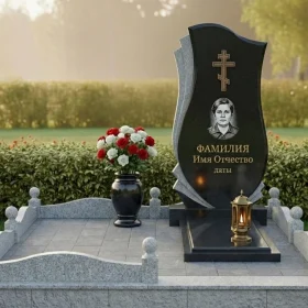 Гранитный мемориал с крестом вертикальный - ПН471