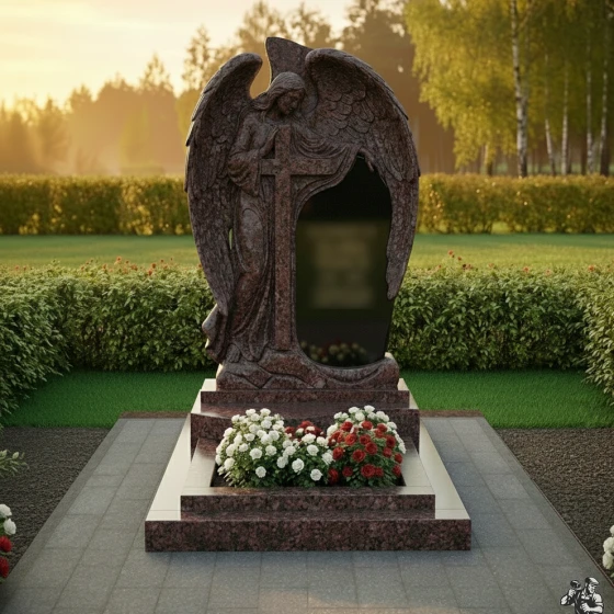 Элитный гранитный памятник православный/католический в Оренбурге, гранит амфиболит