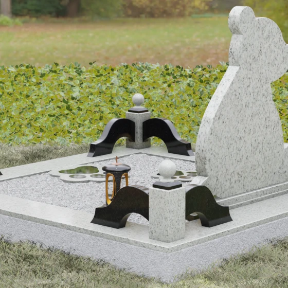 Вертикальный гранитный памятник для одного во Владивостоке, гранит Мансуровский, вид 3