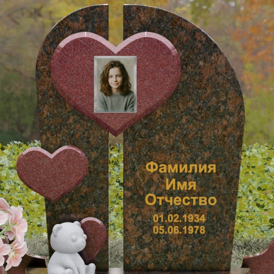Комбинированный вертикальный памятник для одного во Владивостоке, гранит Дымовский
