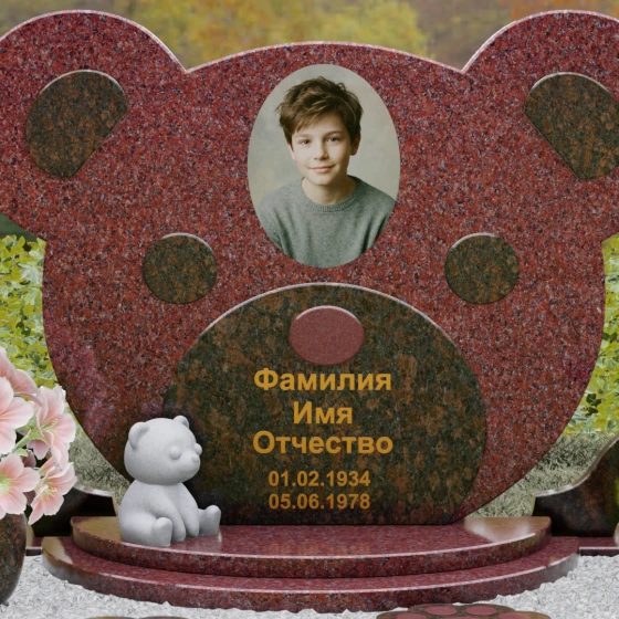 Горизонтальный светский комбинированный памятник в Ижевске, гранит Лезниковский