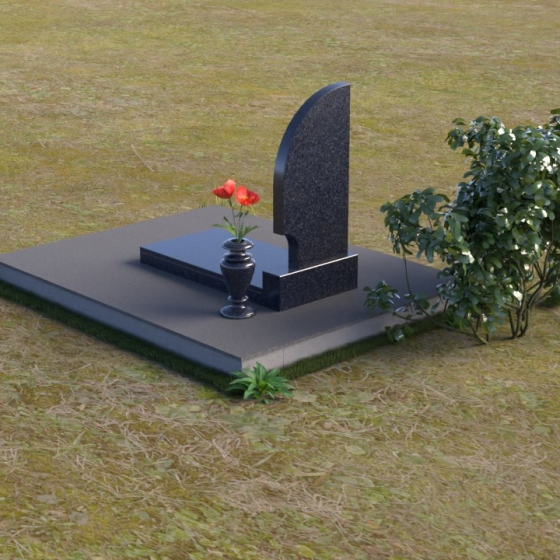 Фигурная гранитная стела с вырезом, гранит Блю Перл, вид 4