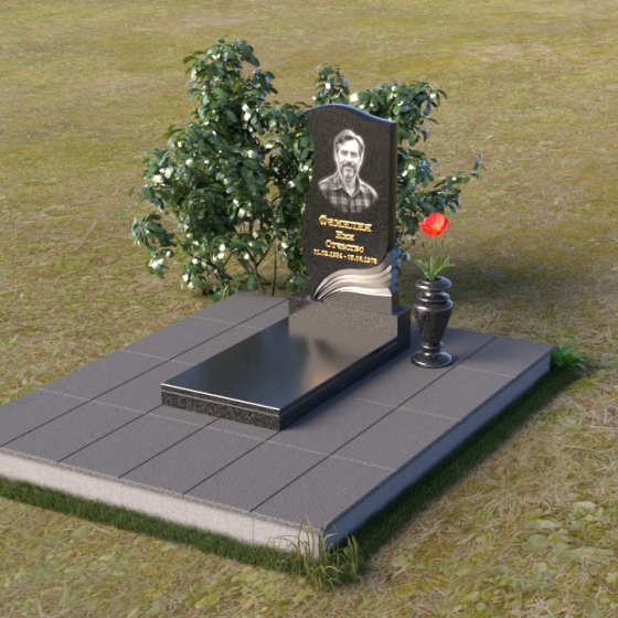 Памятник из лезниковского гранита вертикальный в Кемерово, гранит Габбро-диабаз