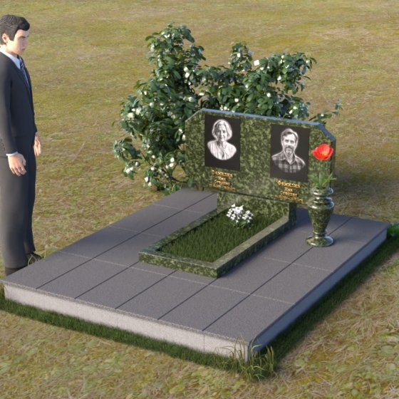 Прочный горизонтальный памятник на двоих в Южно — Сахалинске, в Южно-Сахалинске