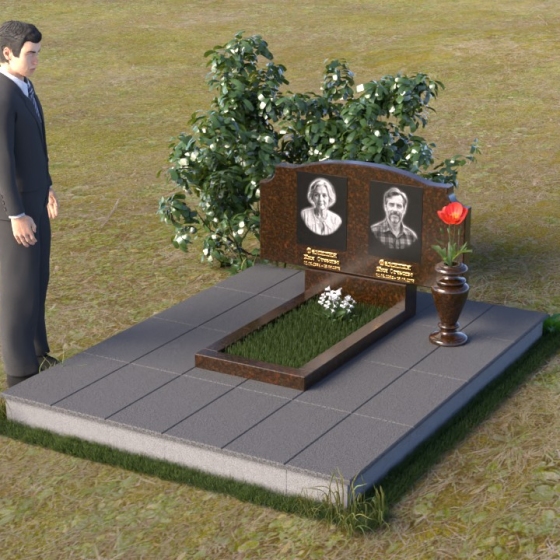 Горизонтальный памятник из гранита лезниковский в Салехарде