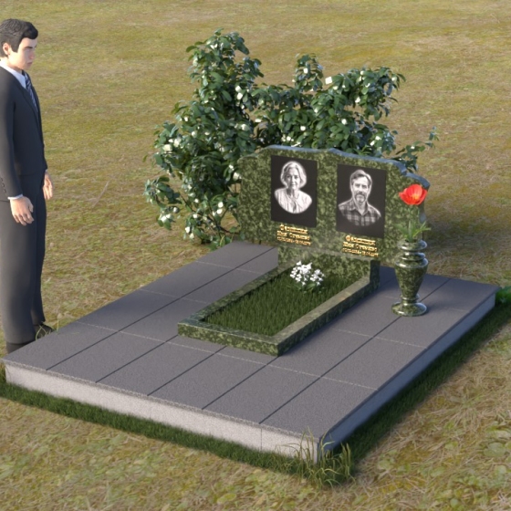 Гранитный горизонтальный памятник, выдерживающий перепады температур в Тюмени