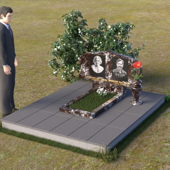 Мемориальная композиция из гранита с волнообразными изгибами, в Якутске