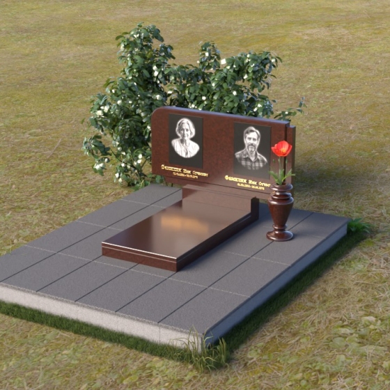 Памятник горизонтальный из мрамора Тассос в Ижевске, гранит Лезниковский
