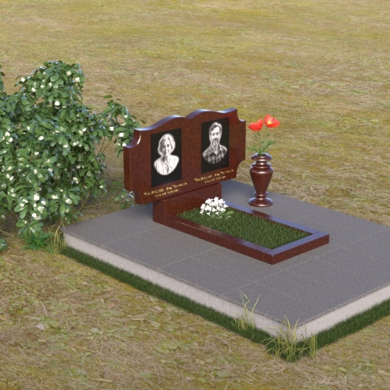 Элегантный монумент с волнообразным контуром, гранит Лезниковский, вид 2