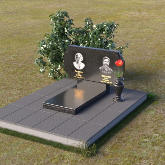Двойной горизонтальный памятник из Гранита или мрамора светский во Владивостоке, гранит Габбро-диабаз