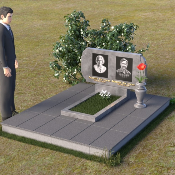 Горизонтальный светский памятник для двоих в Новокузнецке