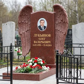 Памятник с парящими крыльями из лезниковского гранита
