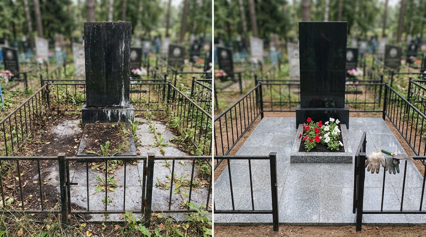 Уборка могилы в Воронеже — пример 2